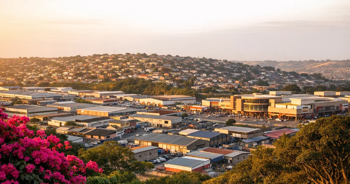 Phoenix commercial area in north Durban with retail centres and industrial park