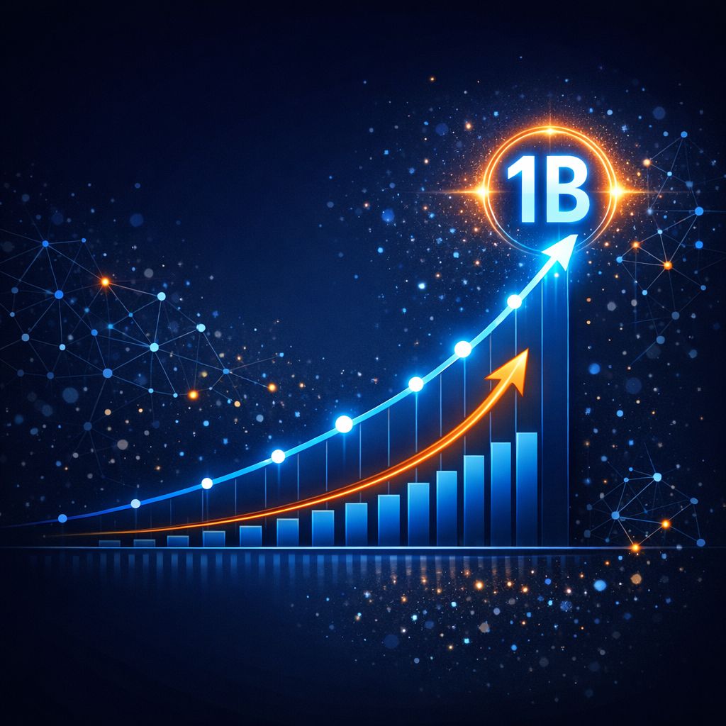 Data visualisation showing Google AI Mode explosive growth reaching 1 billion monthly users in 2026