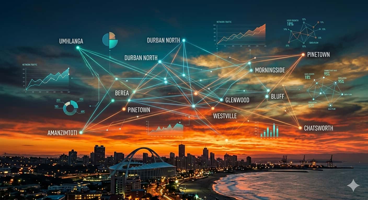 South African business owner comparing digital and traditional marketing ROI on laptop screen