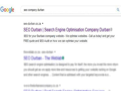 SEO company Durban Google search